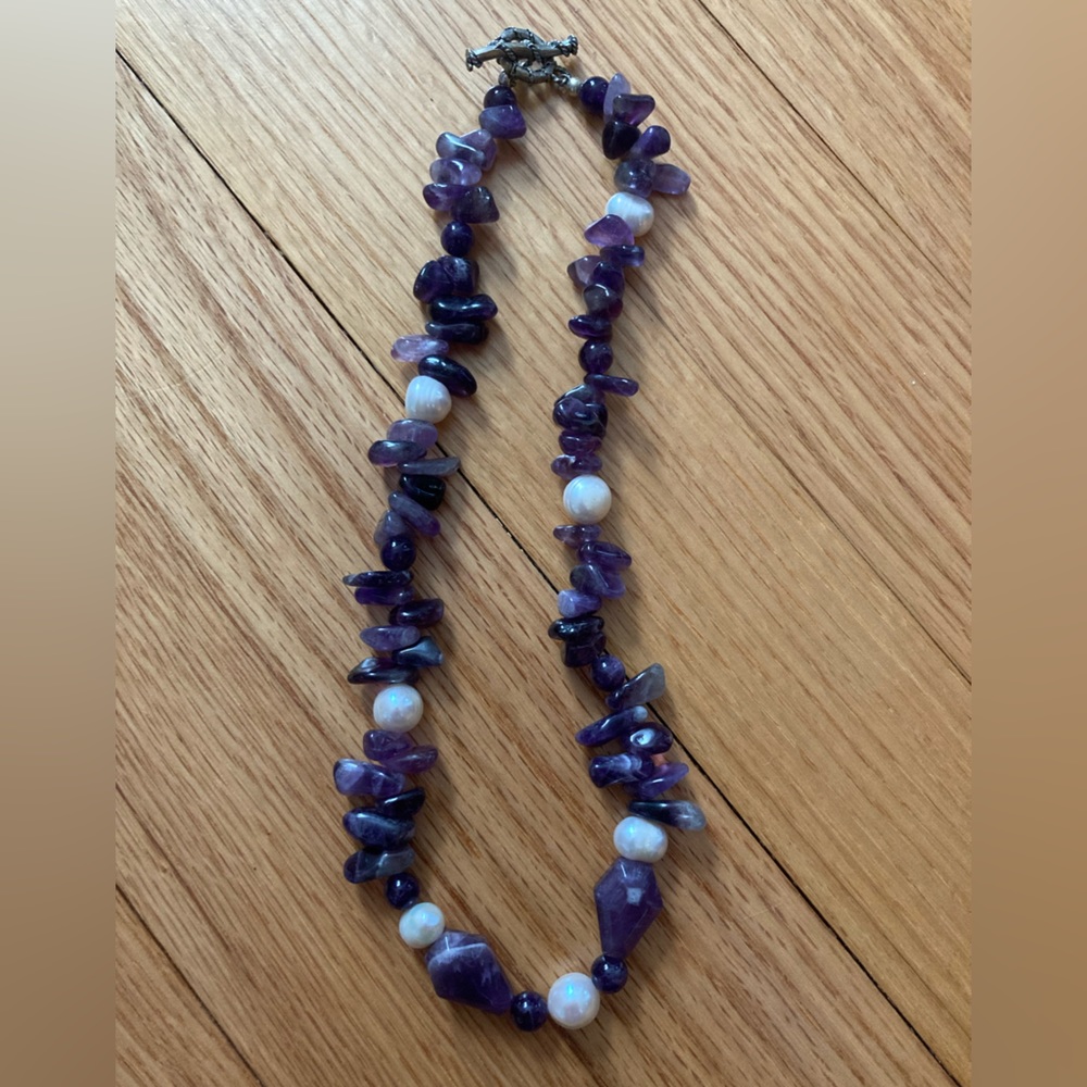 Purple Sea Glass and Pearl necklace